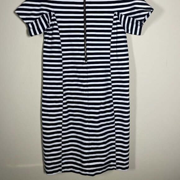 J Crew Womens Black White Striped SS Sheath Dress Zip Back XS - Picture 6 of 6